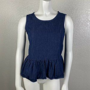 A'gaci Women's Blouse Chambray Sleeveless Peplum D